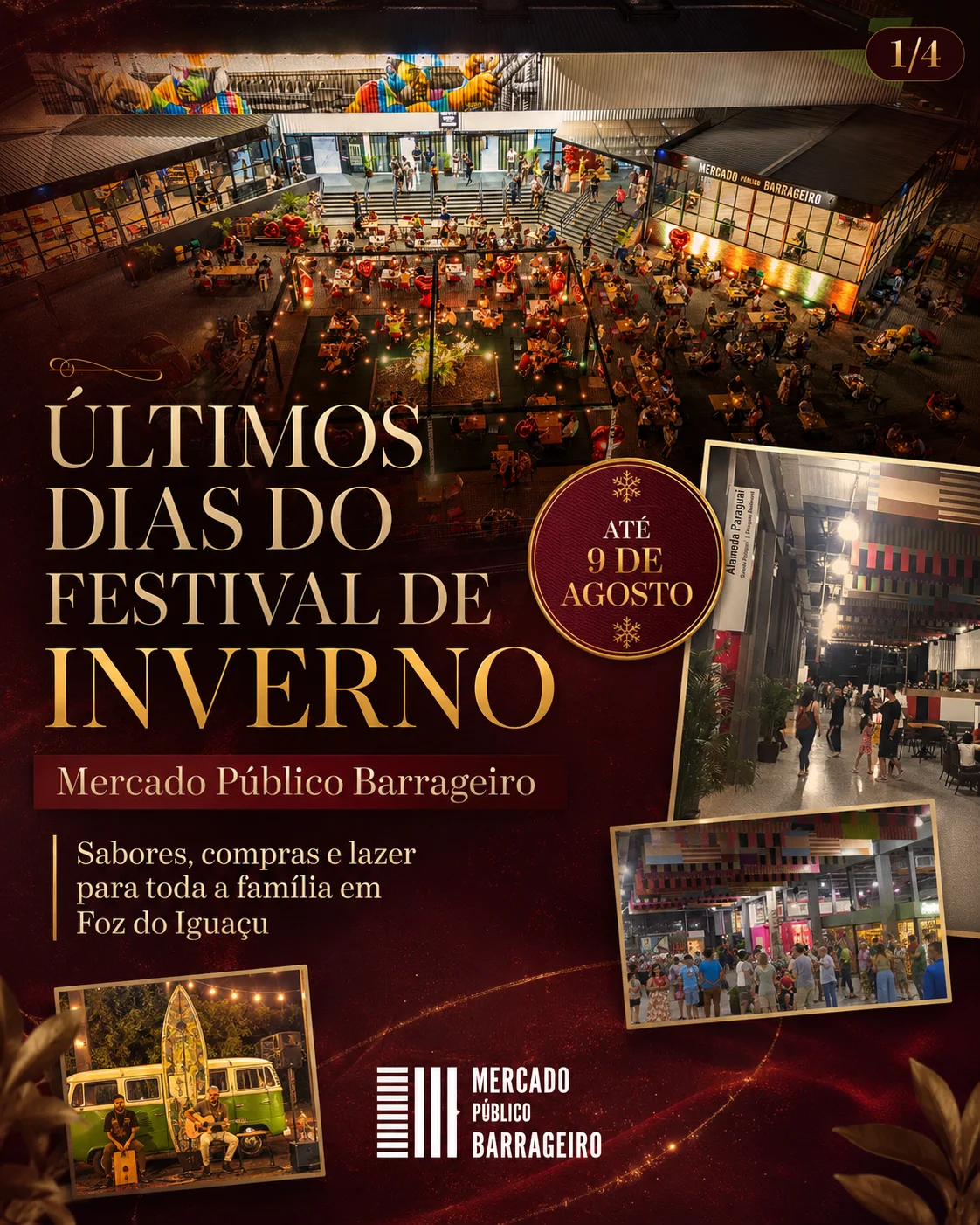 Apresentadora anuncia os últimos dias do Festival de Inverno no interior do Mercado Público Barrageiro, em Foz do Iguaçu. Apresentadora anuncia os últimos dias do Festival de Inverno no interior do Mercado Público Barrageiro, em Foz do Iguaçu.