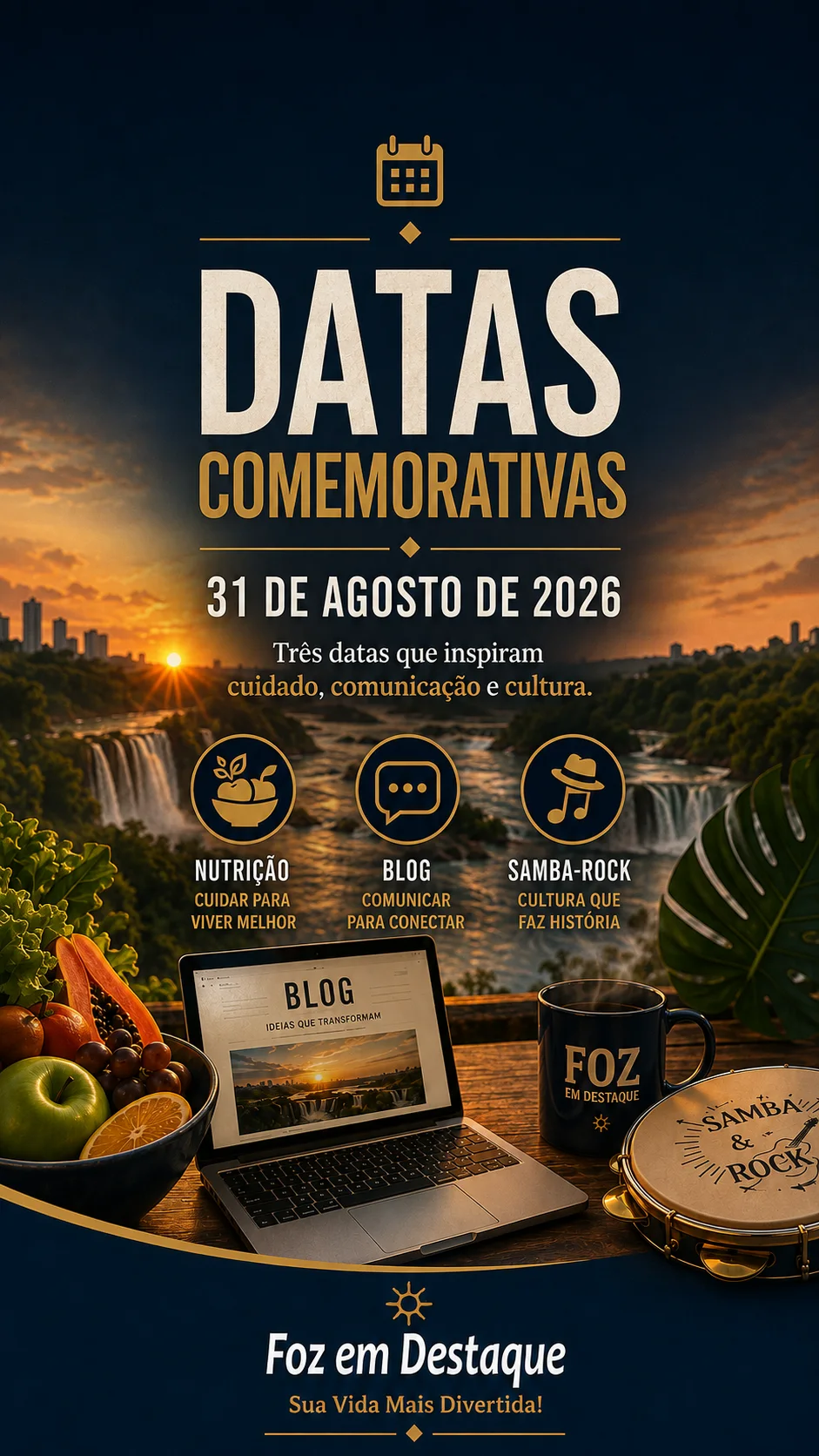 31 de agosto — cuidado, comunicação e ritmo Datas de 31 de agosto com Nutrição, blogs e samba-rock.