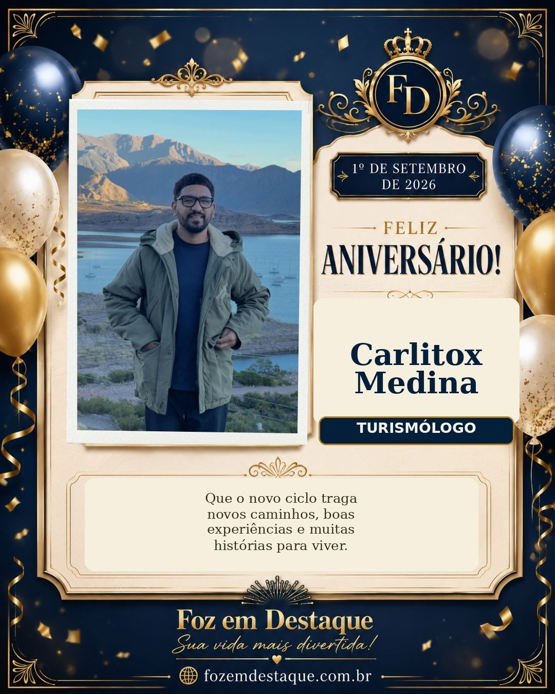aniversários de 1º de setembro Carlos Ariel “Carlitox” Medina Turismólogo