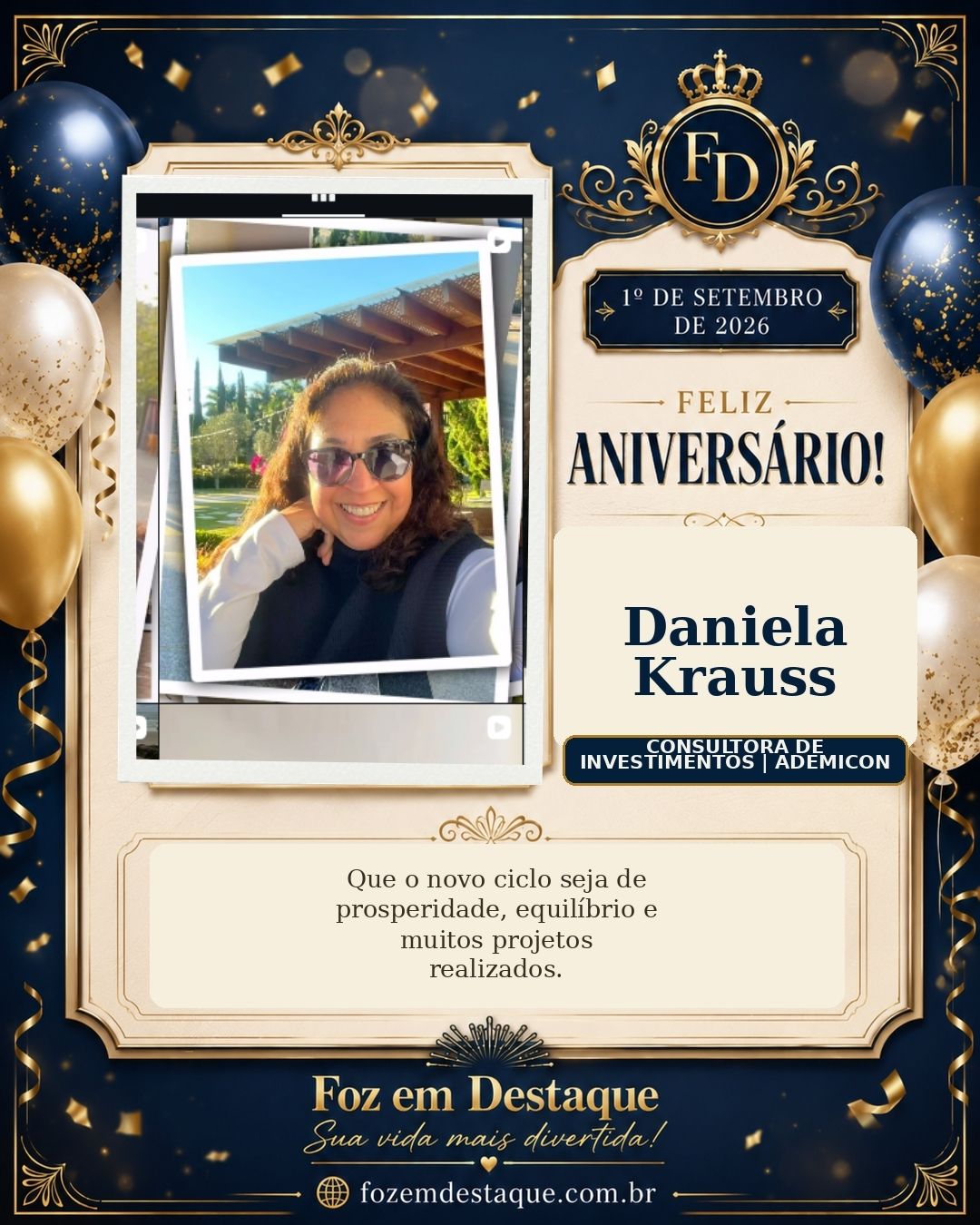 aniversários de 1º de setembro Daniela Krauss Consultora de Investimentos | Ademicon