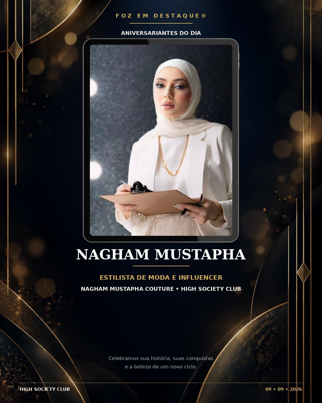aniversariantes de 9 de setembro Nagham Mustapha Estilista de moda e influenciadora