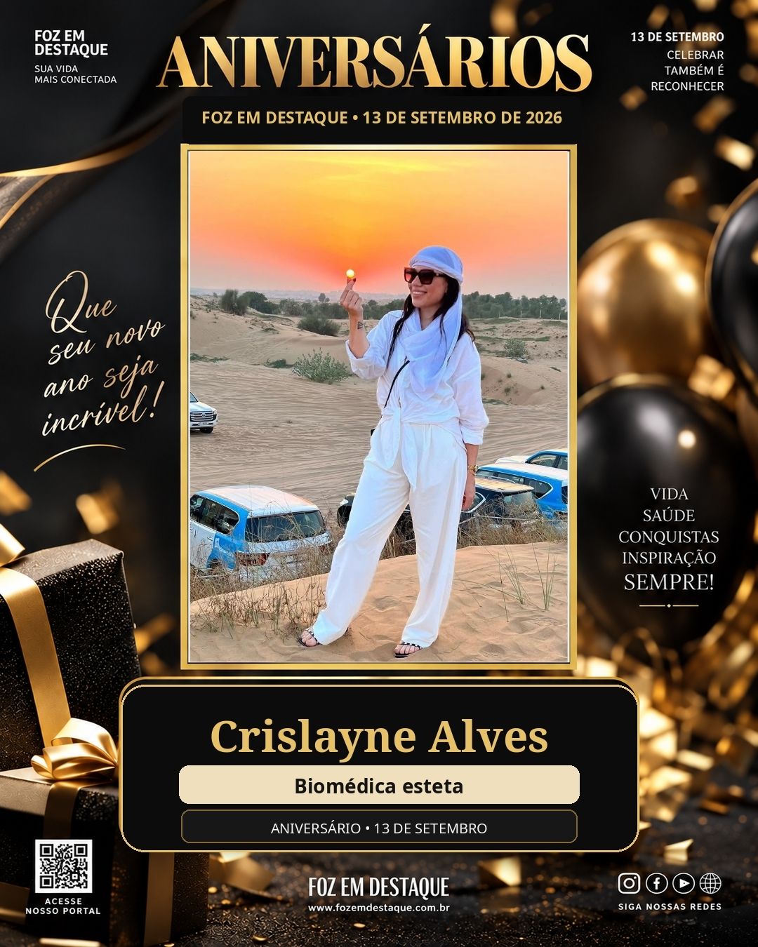 homenageados de 13 de setembro Crislayne Alves Biomédica esteta