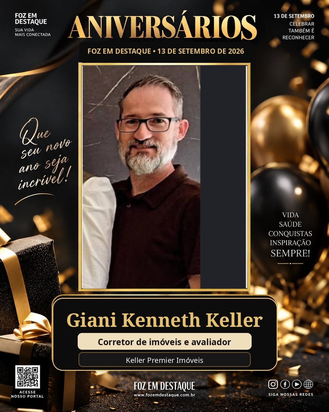 homenageados de 13 de setembro Giani Kenneth Keller Corretor de imóveis e avaliador — Keller Premier Imóveis