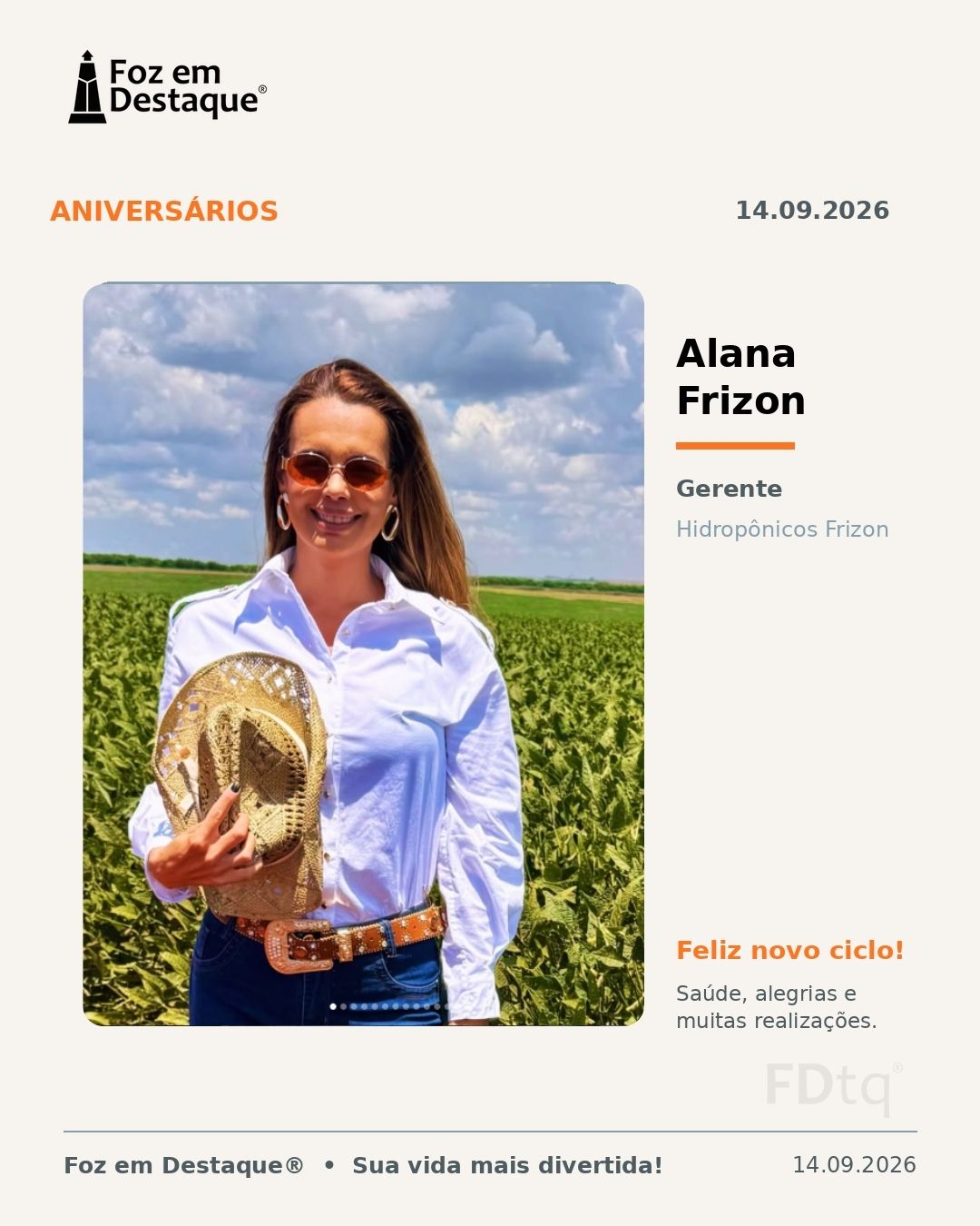 aniversários de 14 de setembro Alana Frizon