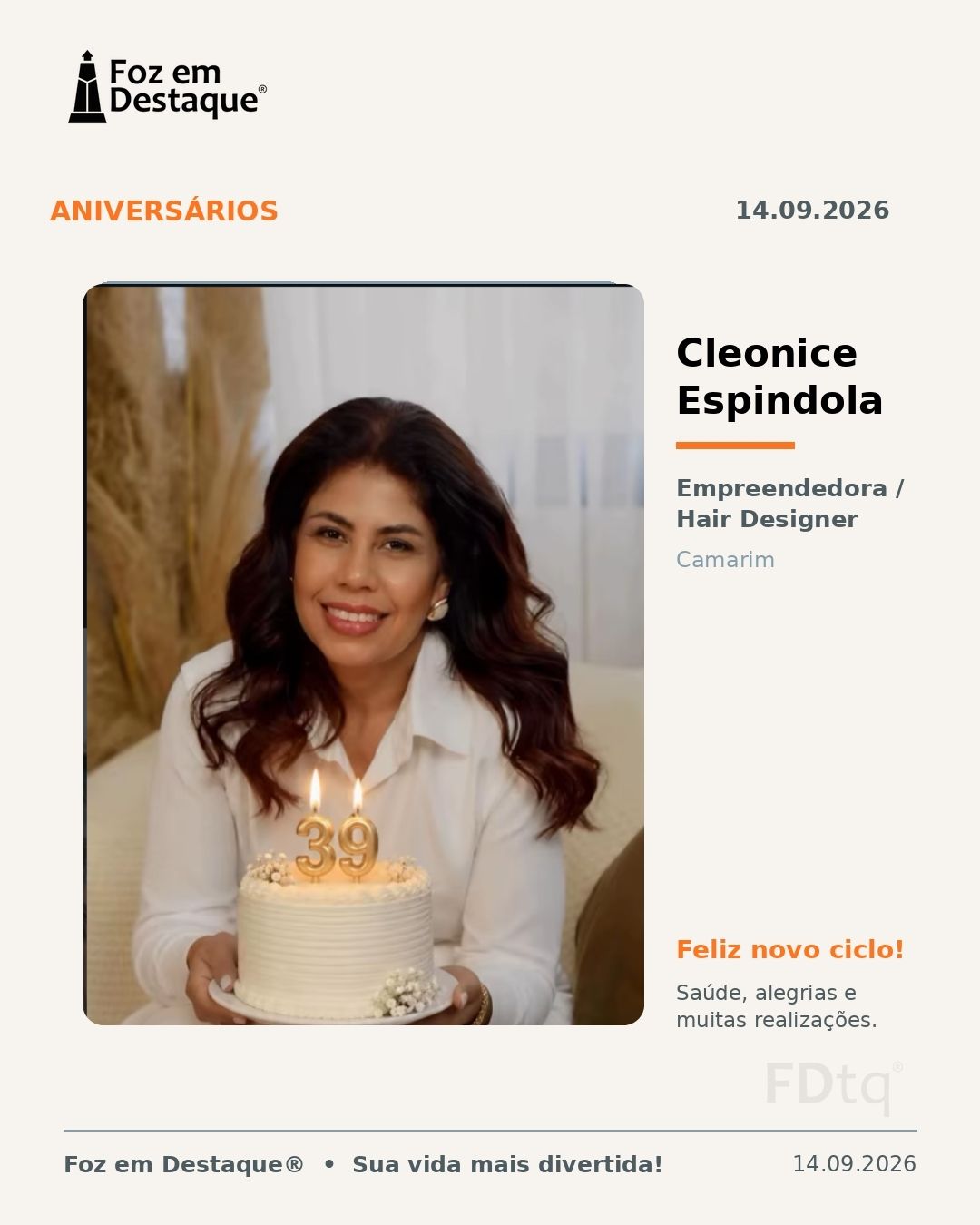 aniversários de 14 de setembro Cleonice Espindola