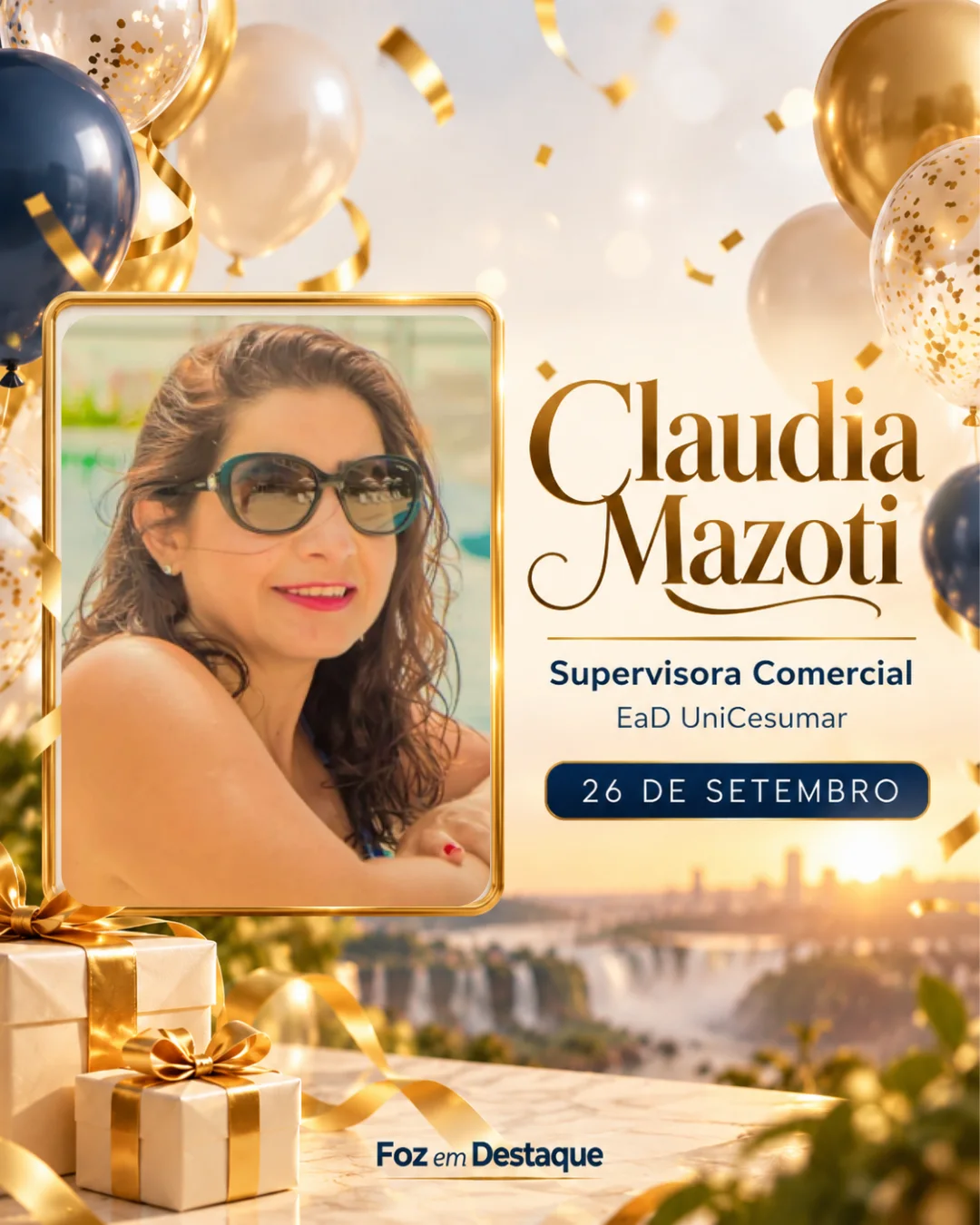 Aniversariantes 26 de setembro Foz do Iguaçu Claudia Mazoti