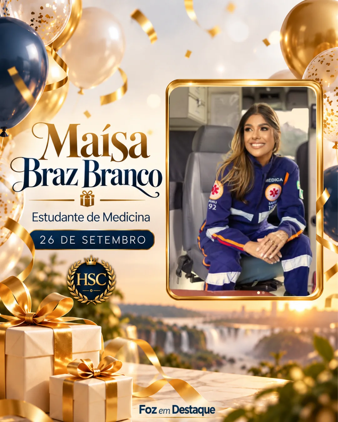 Aniversariantes 26 de setembro Foz do Iguaçu Maísa Braz Branco — High Society Club