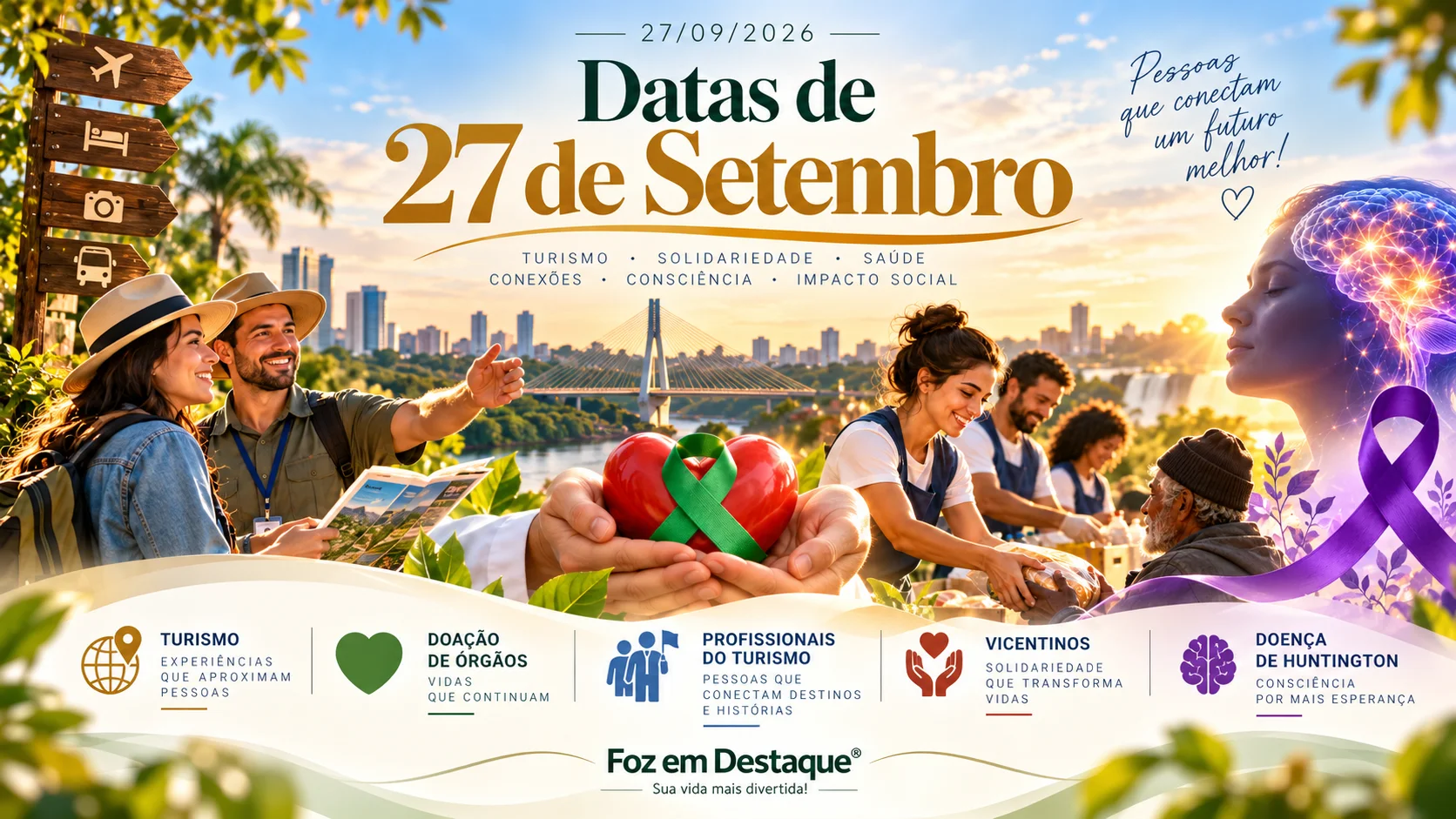 Imagem do ChatGPT 28 de set. de 2026, 01 54 47 Fotografia horizontal com vista panorâmica do Parque Nacional do Iguaçu em dia ensolarado, simbolizando o Dia Mundial do Turismo e a integração regional.