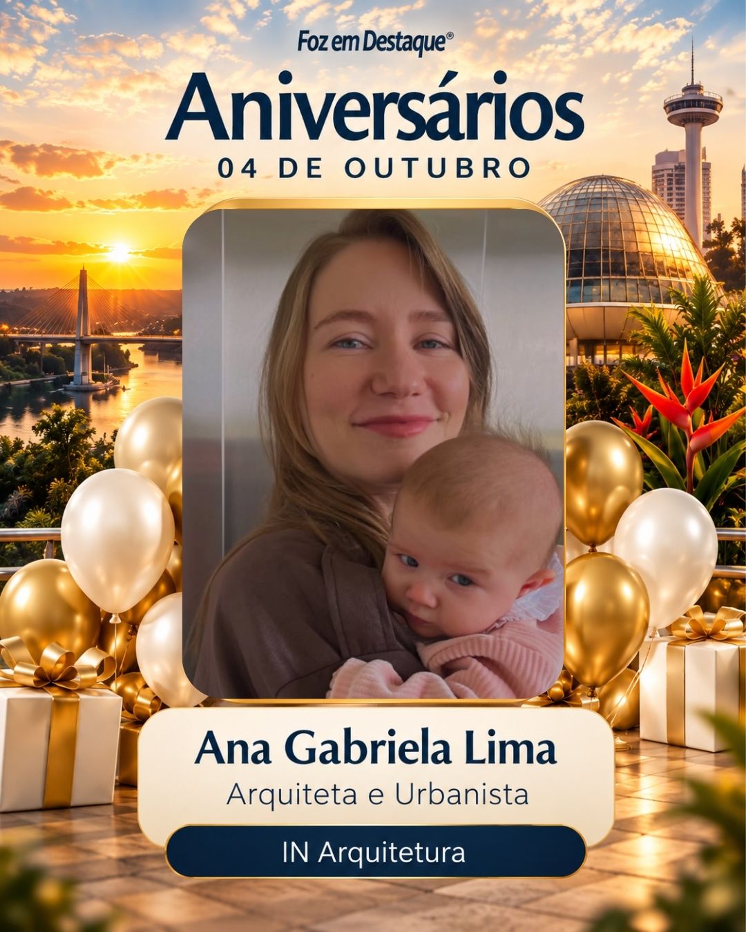 Aniversariantes 04 de outubro Foz do Iguaçu Ana Gabriela Lima