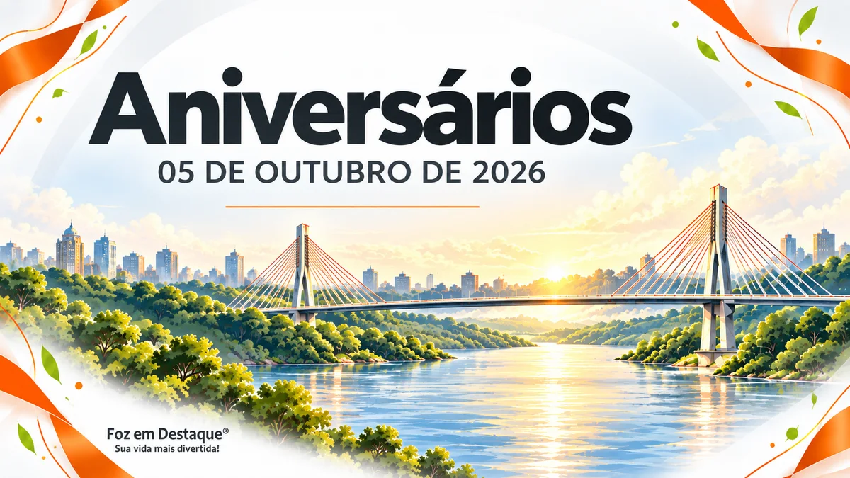 Imagem comemorativa da coluna Aniversários do portal Foz em Destaque destacando homenageados da comunidade iguaçuense Imagem comemorativa da coluna Aniversários do portal Foz em Destaque destacando homenageados da comunidade iguaçuense