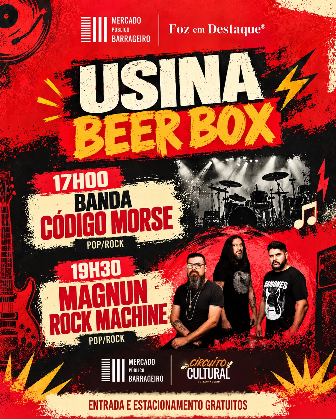 Mercado Público Barrageiro programação outubro Sábado Usina Beer Box (24/10): Maratona de Pop e Rock