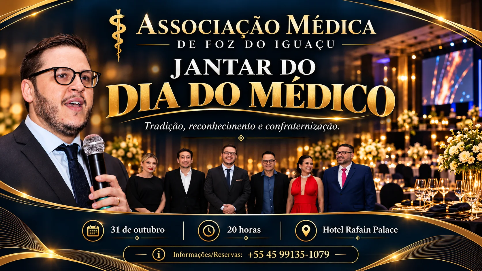 Associação Médica de Foz do Iguaçu celebra tradição do Dia do Médico Dr. Marcel Castella, presidente da Associação Médica de Foz do Iguaçu, durante encontro social da entidade em edição anterior.