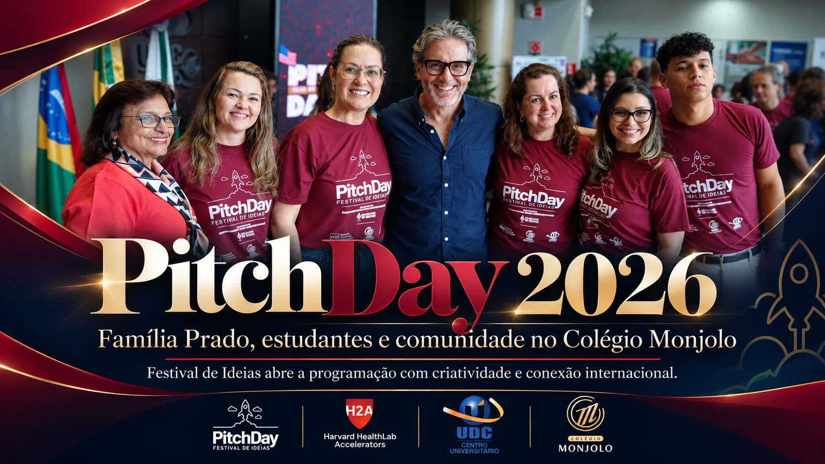 Abertura do Pitch Day 2026 no Colégio Monjolo Participantes da abertura do Pitch Day 2026 no Colégio Monjolo em Foz do Iguaçu