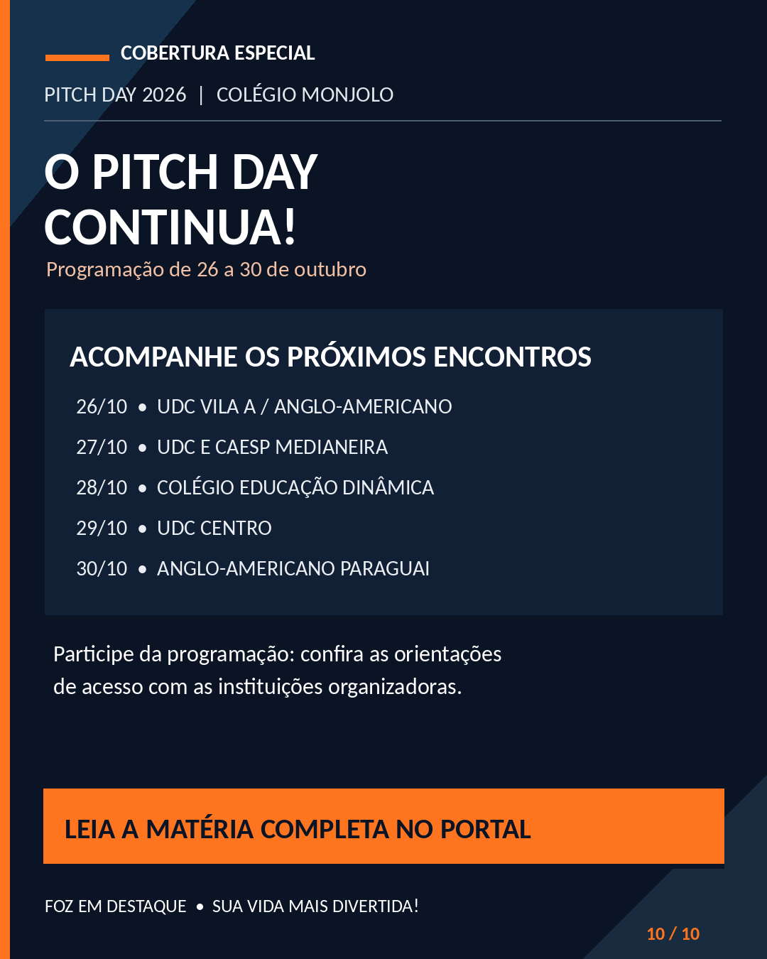 10 agenda Programação até 30 de outubro