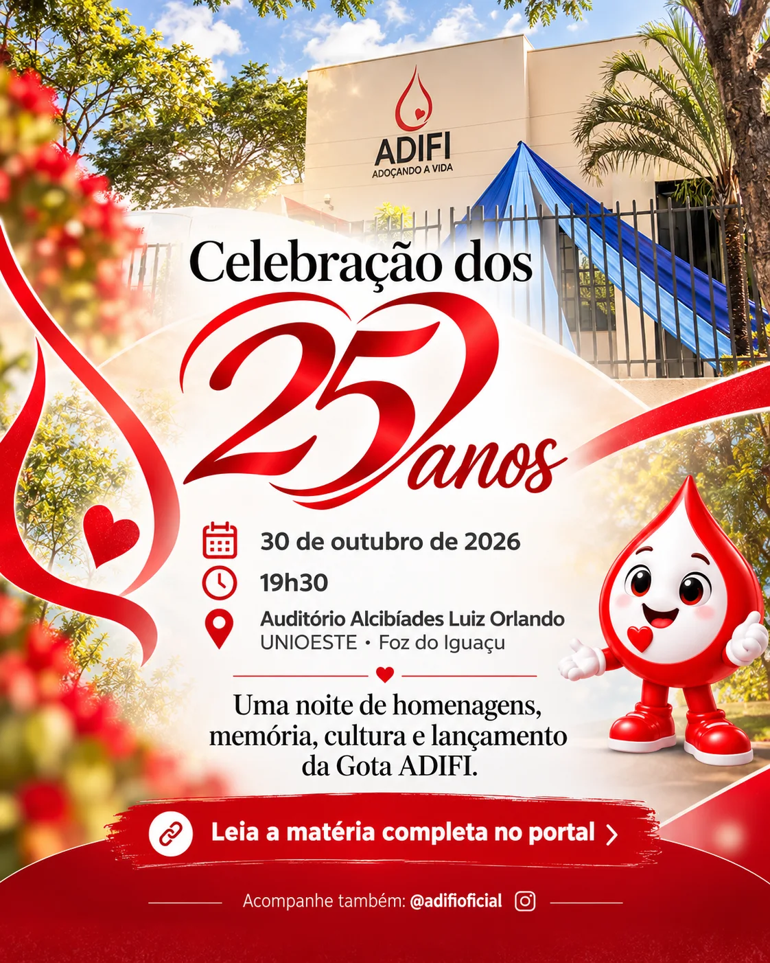 Imagem do ChatGPT 29 de out. de 2026, 15 26 23 4 lenidade Comemorativa na Unioeste e Lançamento da Mascote "Gota ADIFI"